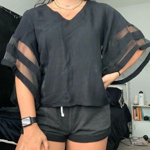 Black flowy sleeve top